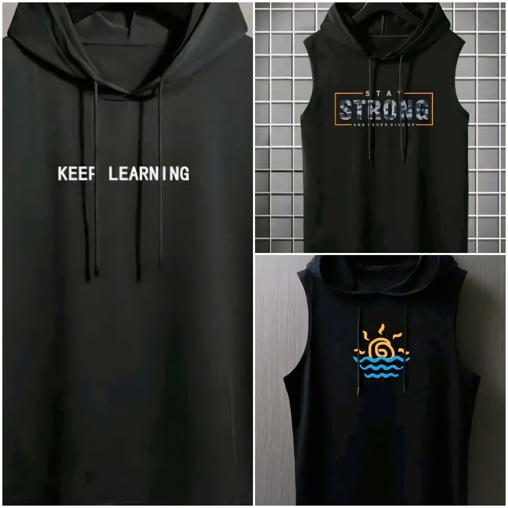 Men's Sleeveless Hoodie (M, Stay strong)