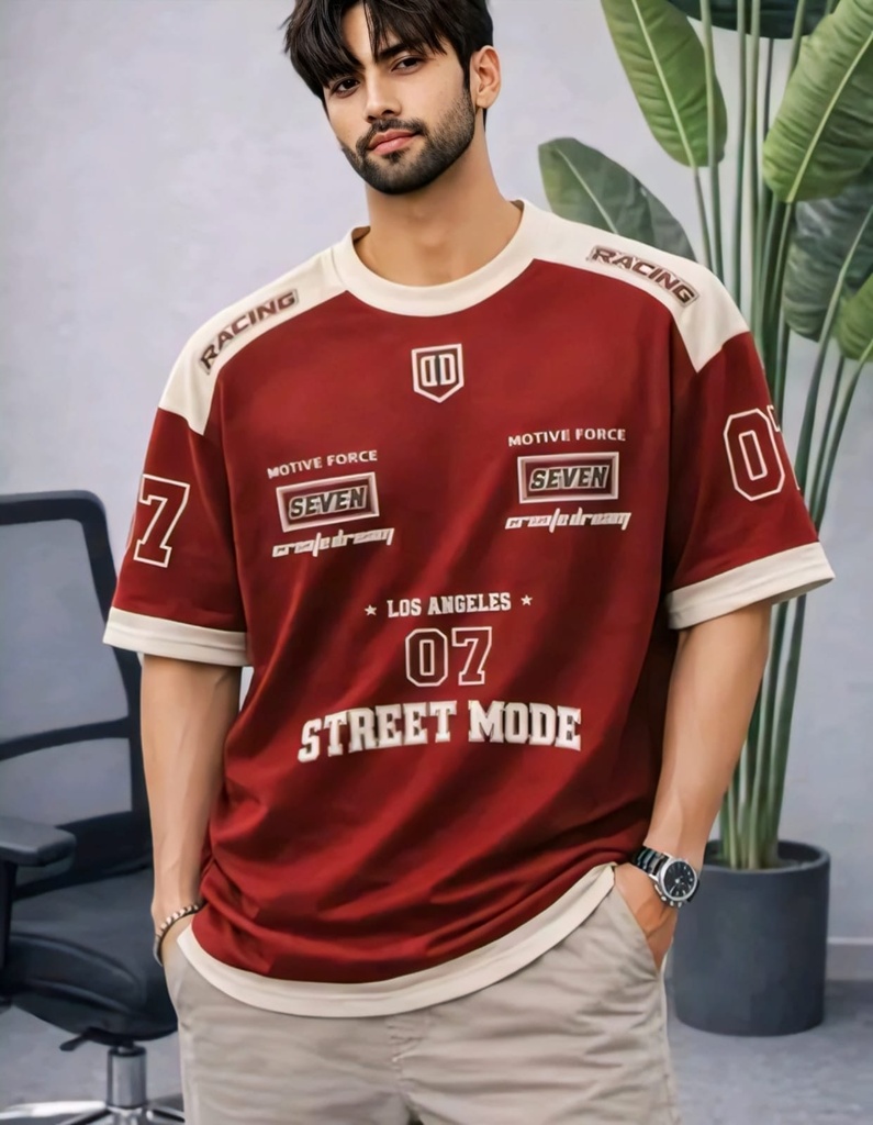 Men Oversized Racing Crewneck T-Shirt I (M)