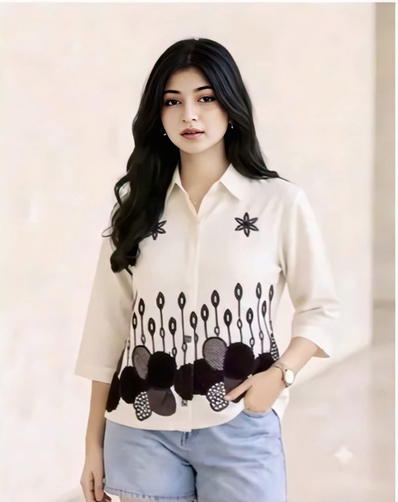 Women Off-White Linen Shirt (5-6Y)