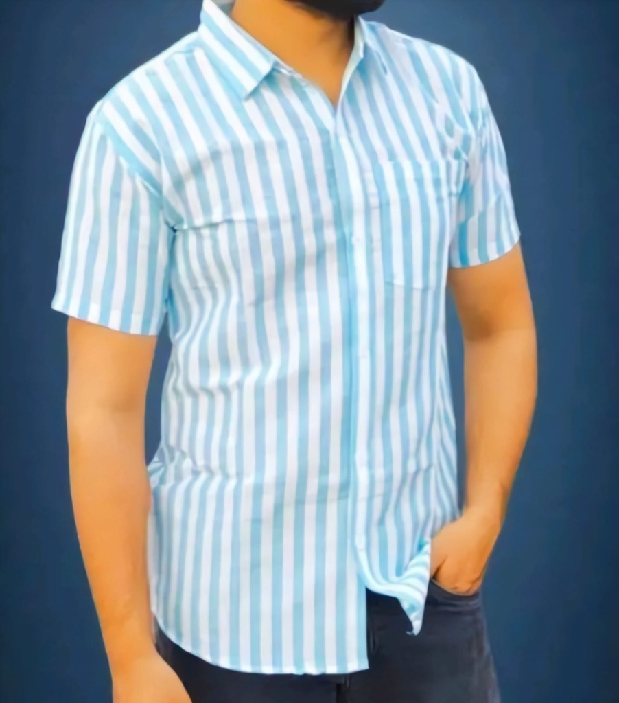 Men Half Sleeve Shirt Blue (S)