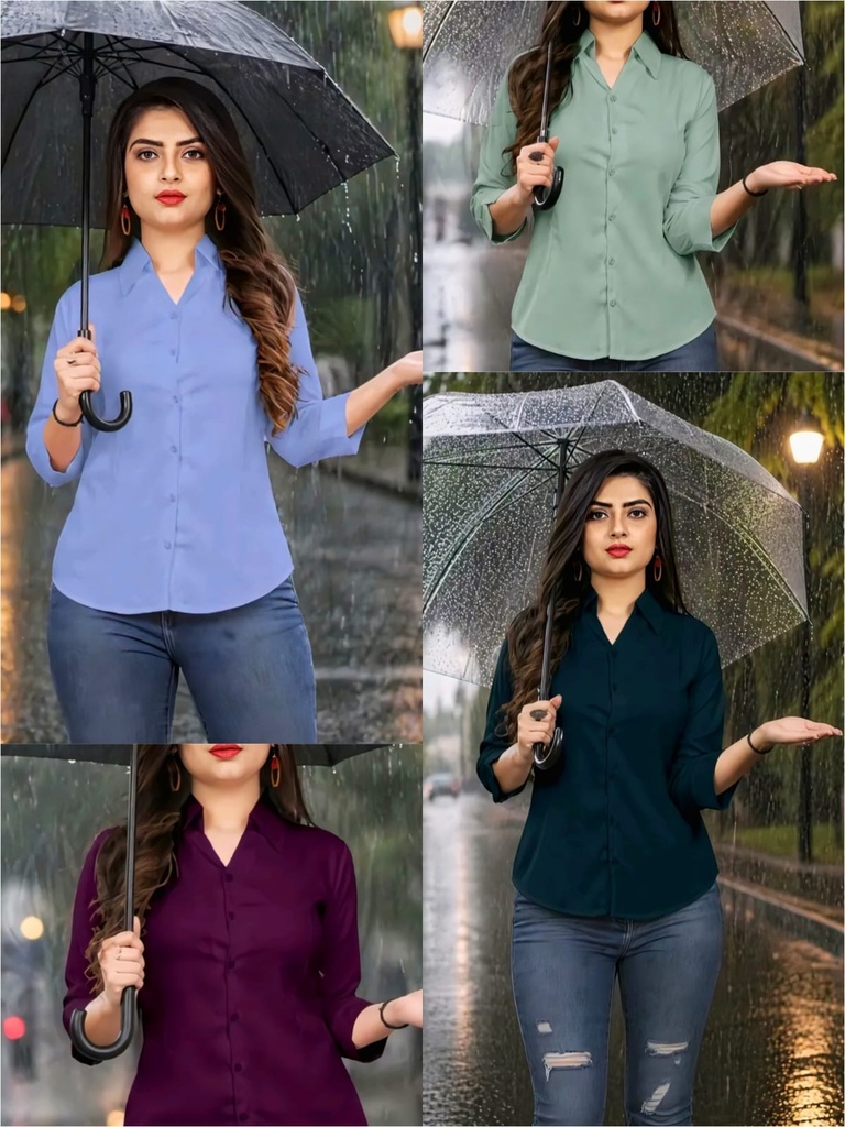 Women Formal Shirt Cotton Shirt (S, Blue)