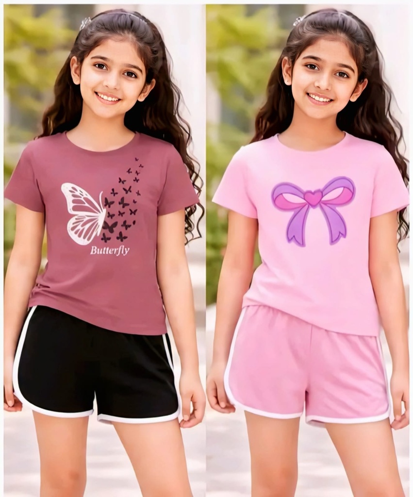 Girls T-Shirt Shorts Combo Set I (1-2Y)
