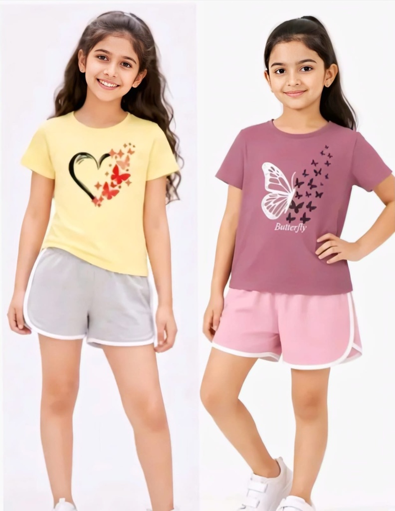 Girls T-Shirt Shorts Combo Set III (1-2Y)