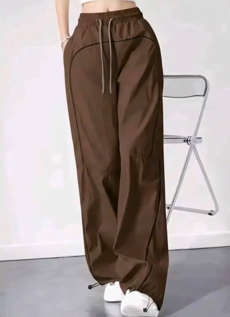 Women Brown High-Waist Parachute Trouser (S)