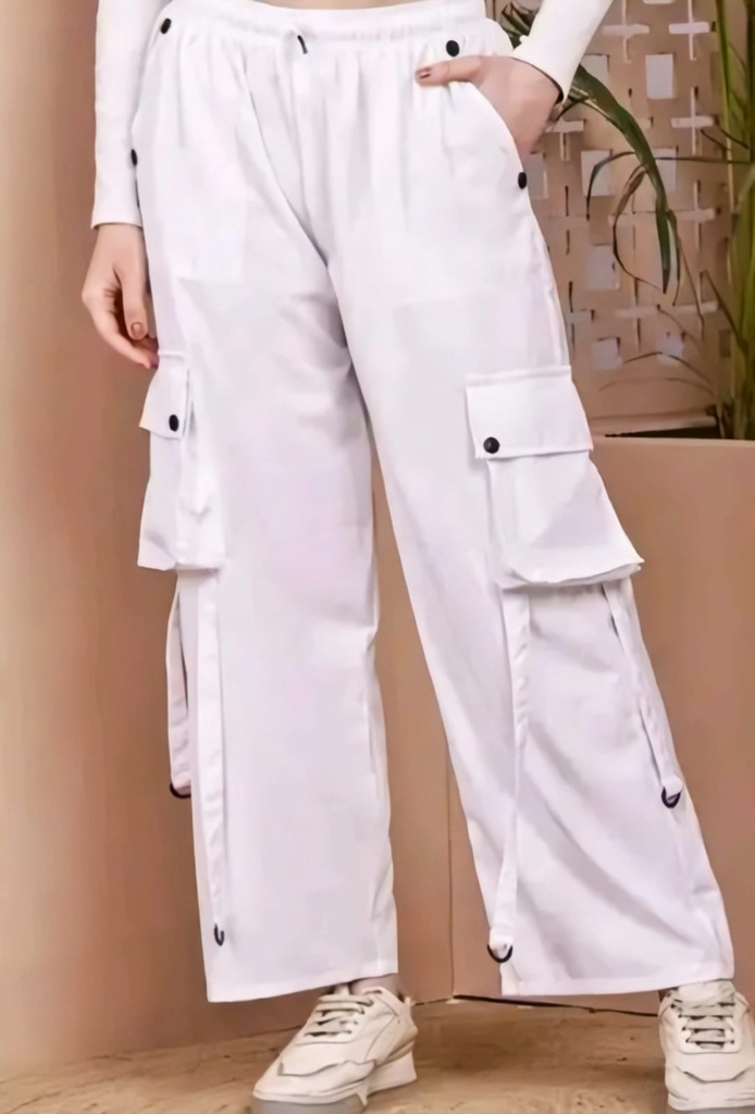 White Women Loose Cargo Pants (S)