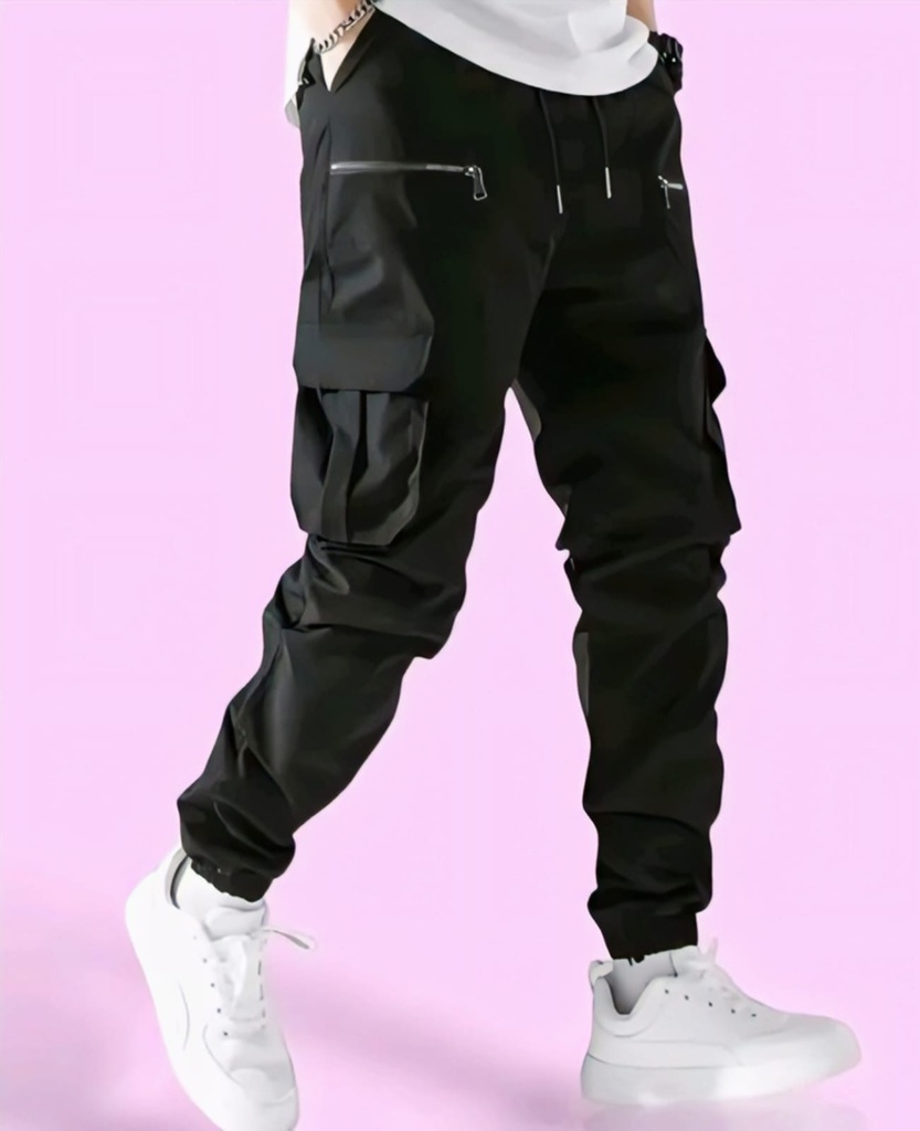 Men's Black Cargo Jogger Trousers (S)