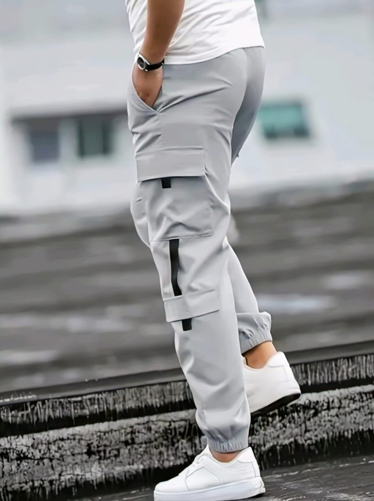 Men's Grey Cargo Joggers Pants (S)