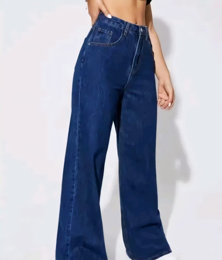 High-Waist Wide-Leg Blue Jeans (28)