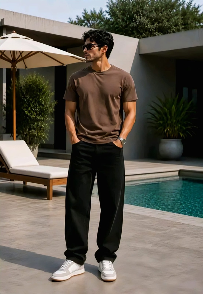 Men's Black Baggy Jeans Pant (28)