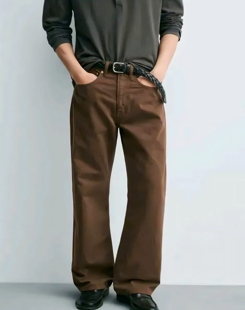 Men Brown Wide Leg Jeans (28)