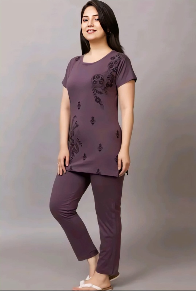 Mauve Cotton Women's Nightwear Set I (M)