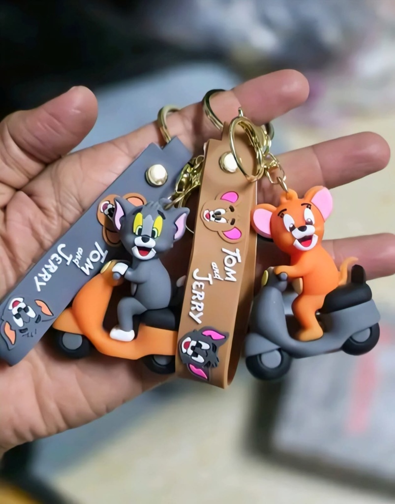 Tom Jerry Scooter Rubber Keychain