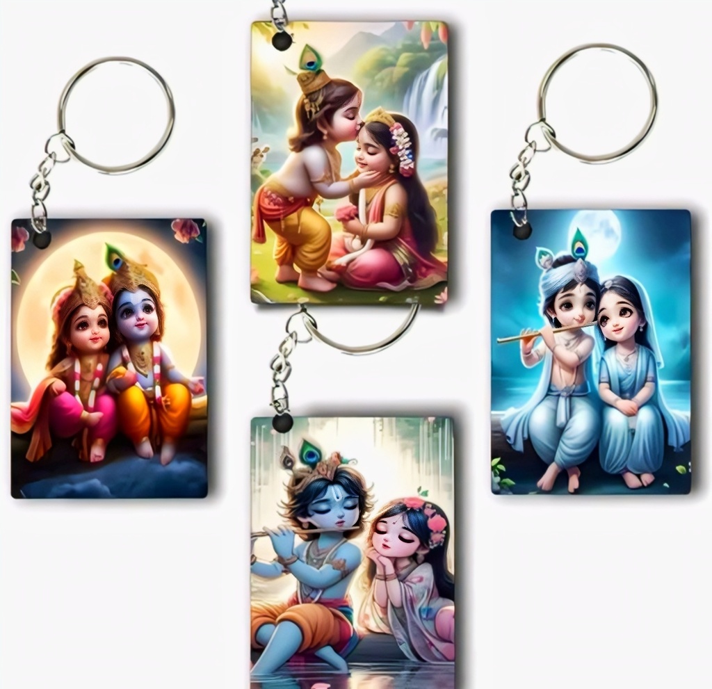 Radha Krishna Metal Keychain