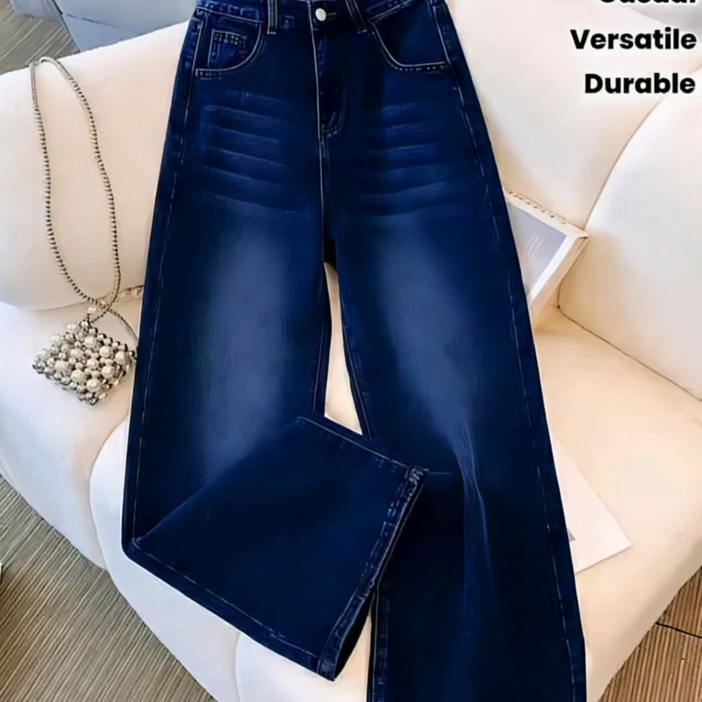 Women's High-Waist Wide-Leg Denim Jeans (S)