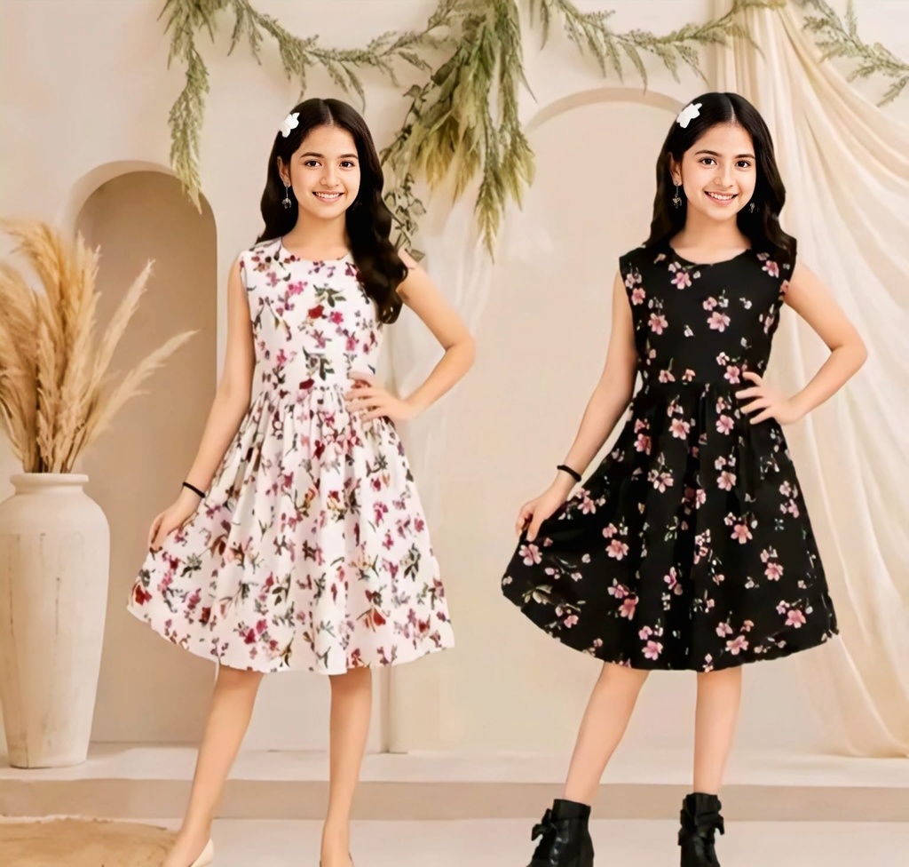 Girls Floral Print Cotton Frock Set V (1-2Y)