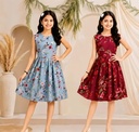 Girls Floral Print Cotton Frock Set III
