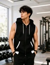 Mens Zip Front Sleeveless Hoodies