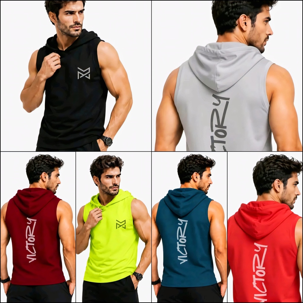 Men Athletic Gym Sleeveless Hoodies