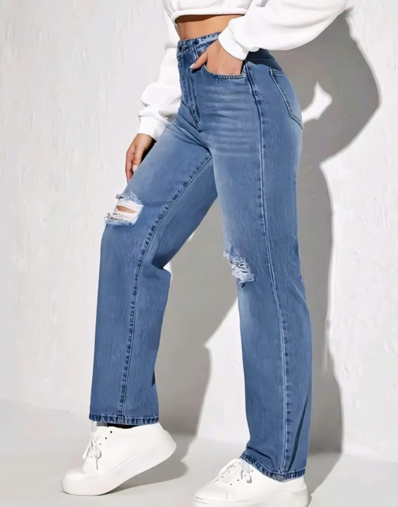 High Waist Ripped Jeans Pant