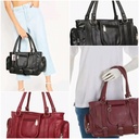 Women's Faux Leather Handbag with Side Pockets 2-piece