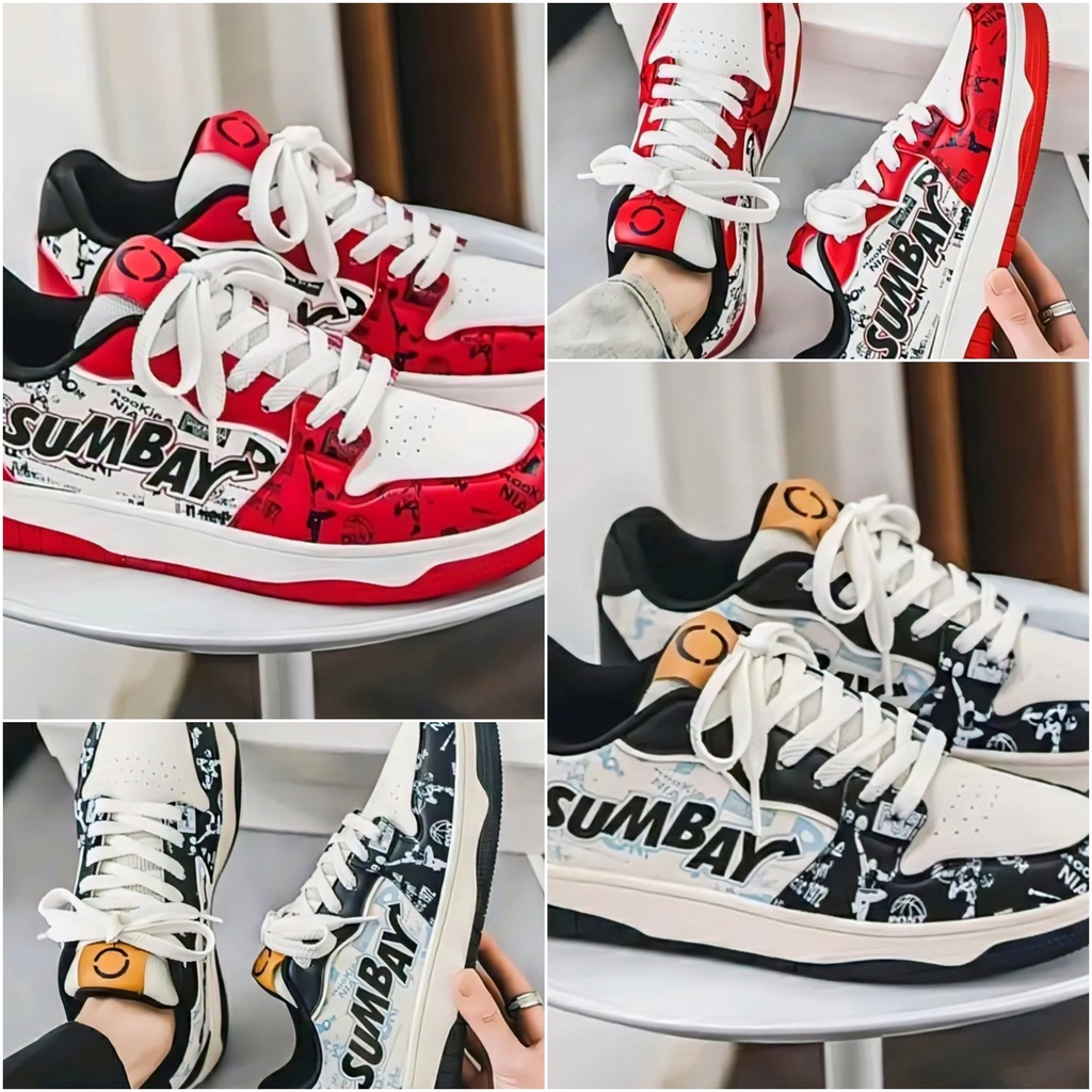 Men's Red and White Fashion Sneakers Shoes (6)