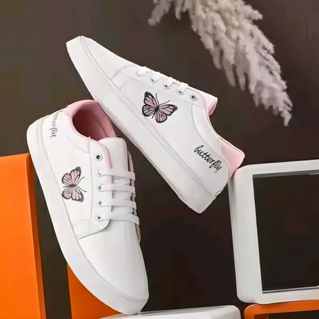 Women's Casual Shoes (Butterfly Printed Sneakers) (6)
