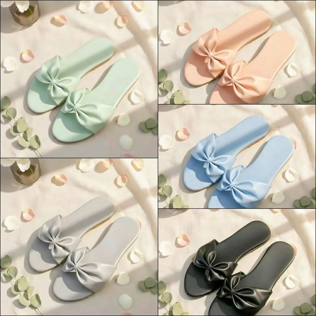Women's Bow Slides Flat Sandals