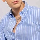 Men's Light Blue Striped Casual Shirt