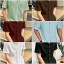 Textured Cotton Blend Casual Short Sleeve Shirt