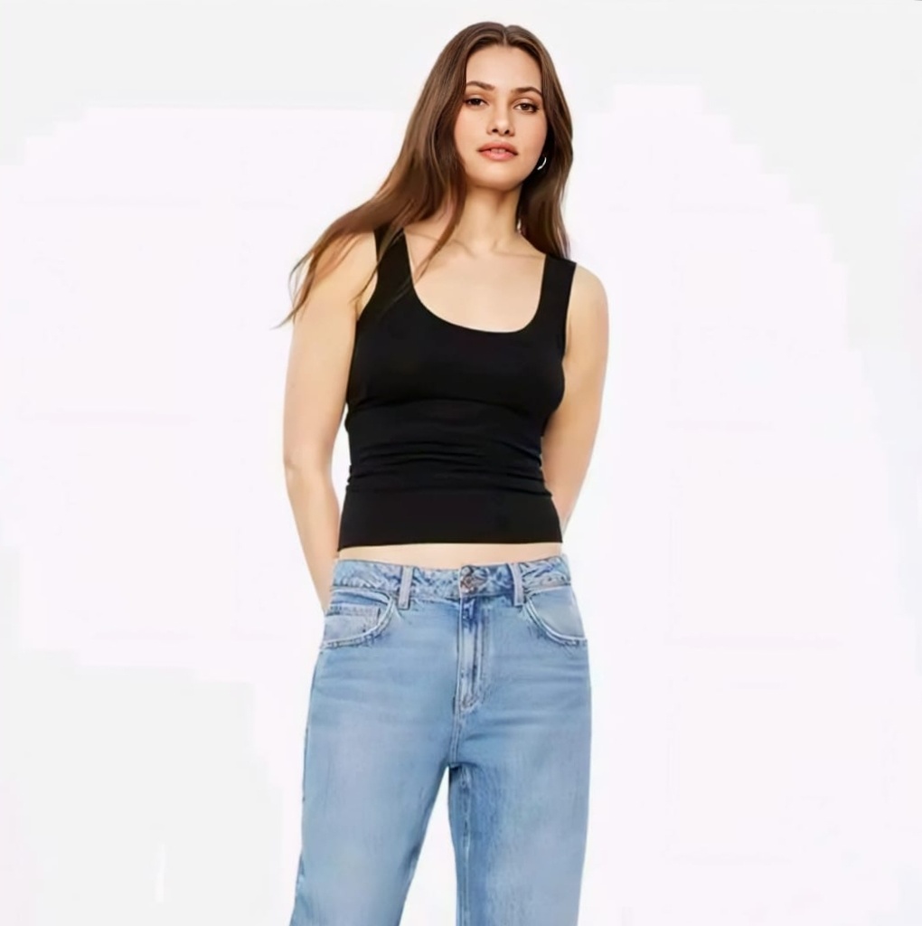Women's Cotton Ribbed Scoop Neck Tank Top (S)
