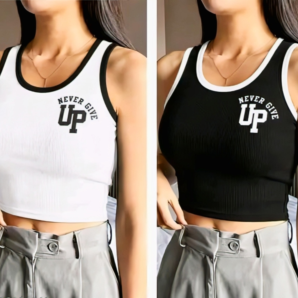 Women's Ribbed Slim Fit Cropped Tank Top pack of 2 (S)