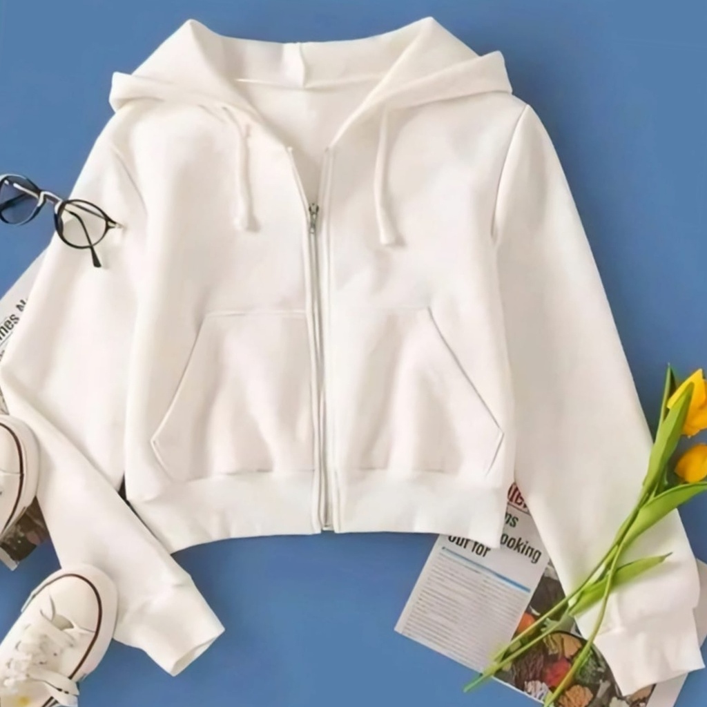 Women's Cropped Zip-Up Hoodie (S)