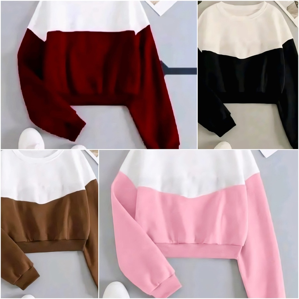 Women's Colorblock Cropped Sweatshirt