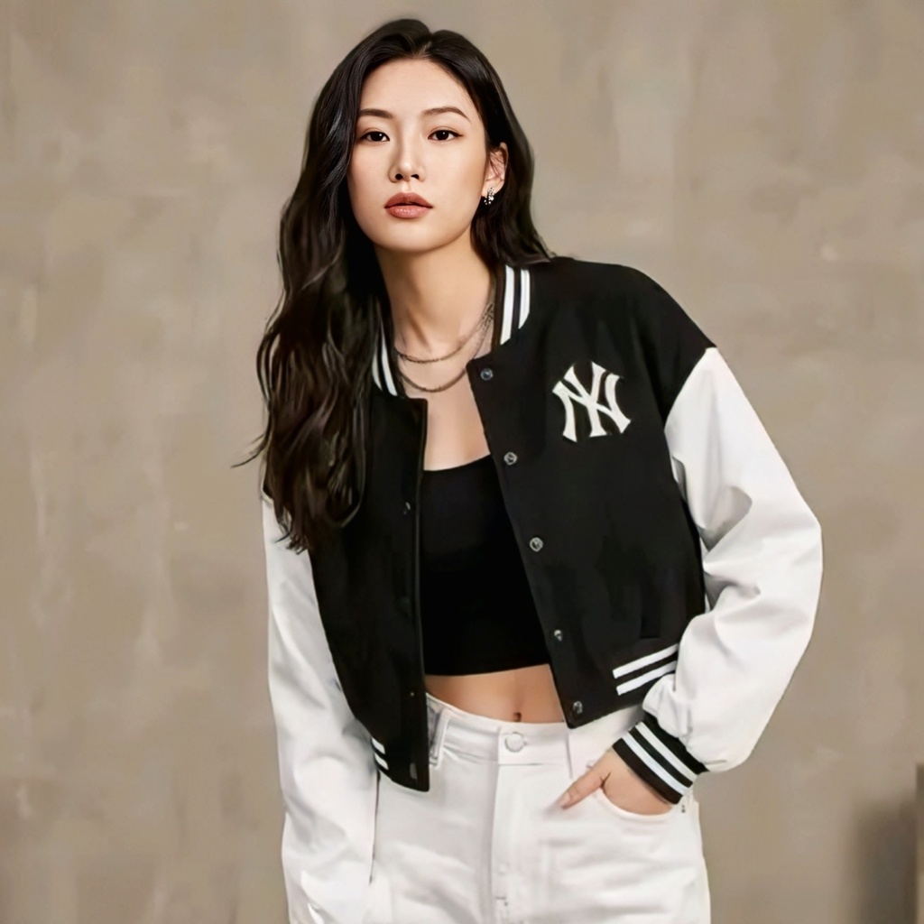 Women's Bomber Varsity Jacket - Cropped College Letterman Jacket (XS)