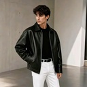 Men's Jacket: Casual Leather Bomber Jacket