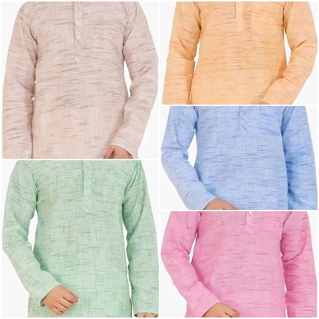 Men's Cotton Slub Kurta (M, Blue)