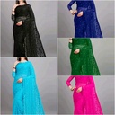 Women's Net Saree with Pearl Work
