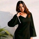 Black V-Neck Long Sleeve Kurti with Grey Pants Co-ord Set