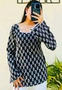 White pattern printed on black kurti