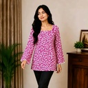 Floral Print Square Neck Kurti with Flared Sleeves