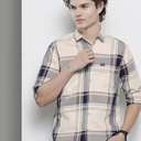 Men's Casual Plaid Button-Down Cotton Shirt