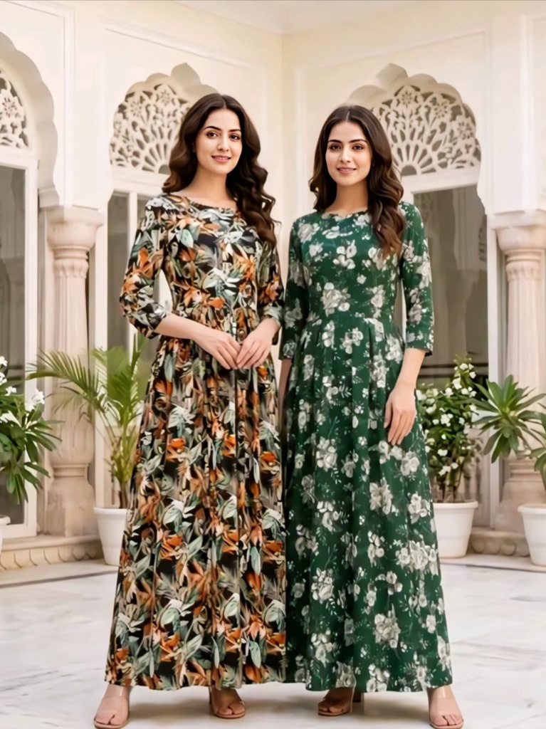 Women's Full-Length Flared Maxi Gown pack of 2 I (S)