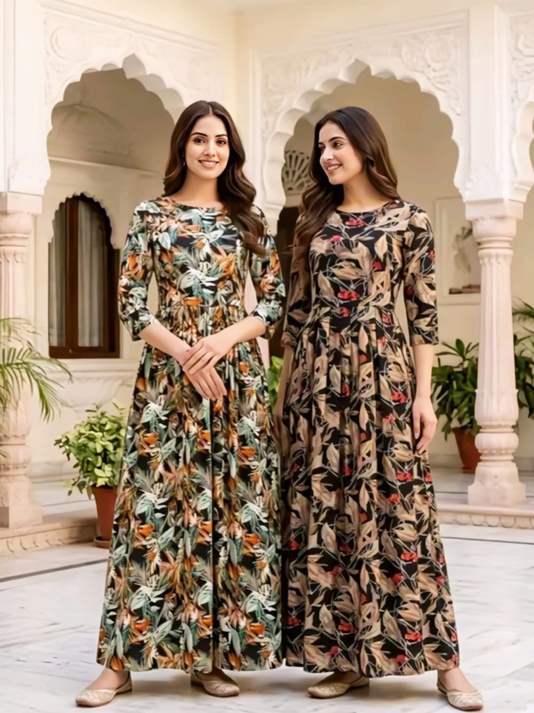 Women's Full-Length Flared Maxi Gown pack of 2 II (S)