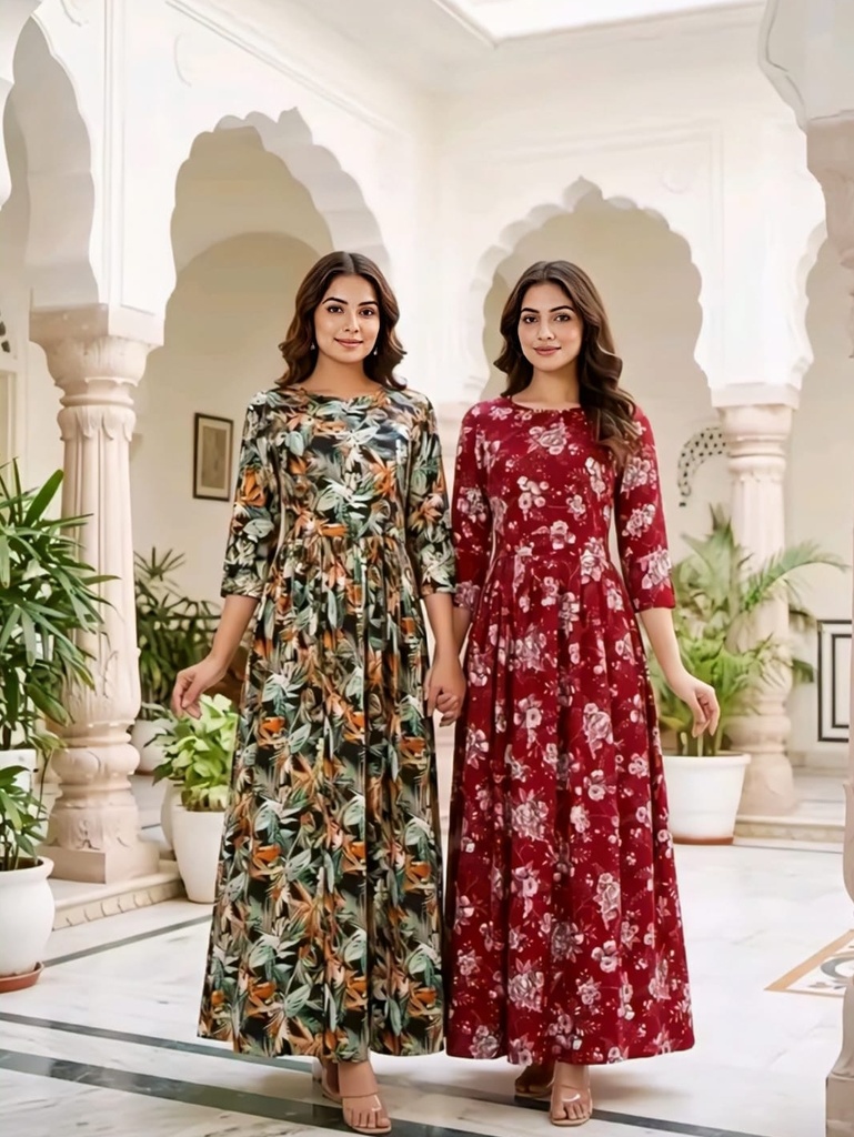 Women's Full-Length Flared Maxi Gown pack of 2 V