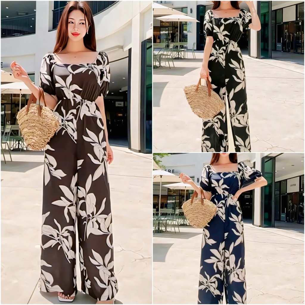 Elegant Floral Print Wide-Leg Summer Jumpsuit