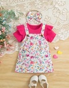 ​Baby Girls Floral Dungaree Dress