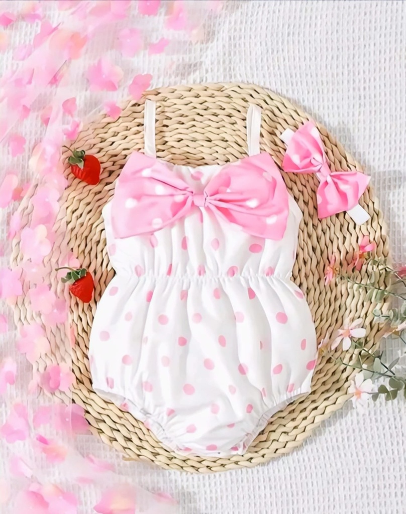 Baby Romper: Infant Girls Bodysuit Jumpsuit with Matching Headband Set (0M-3M)