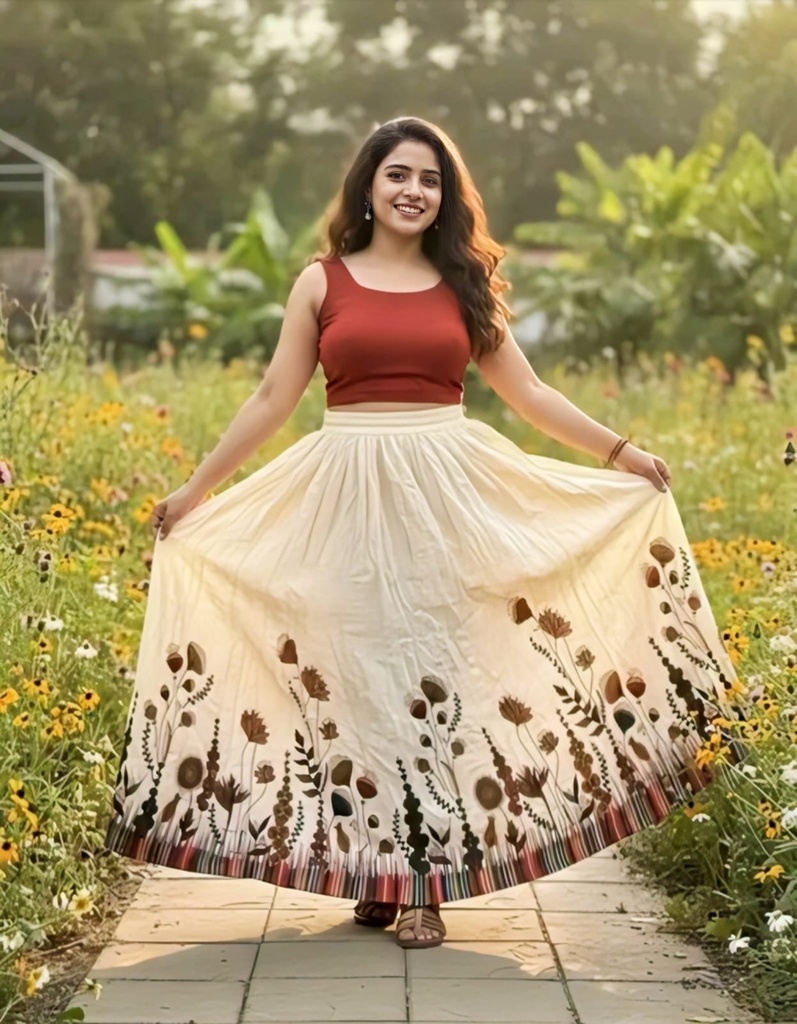 Women Flared Cotton Long Skirt (24)
