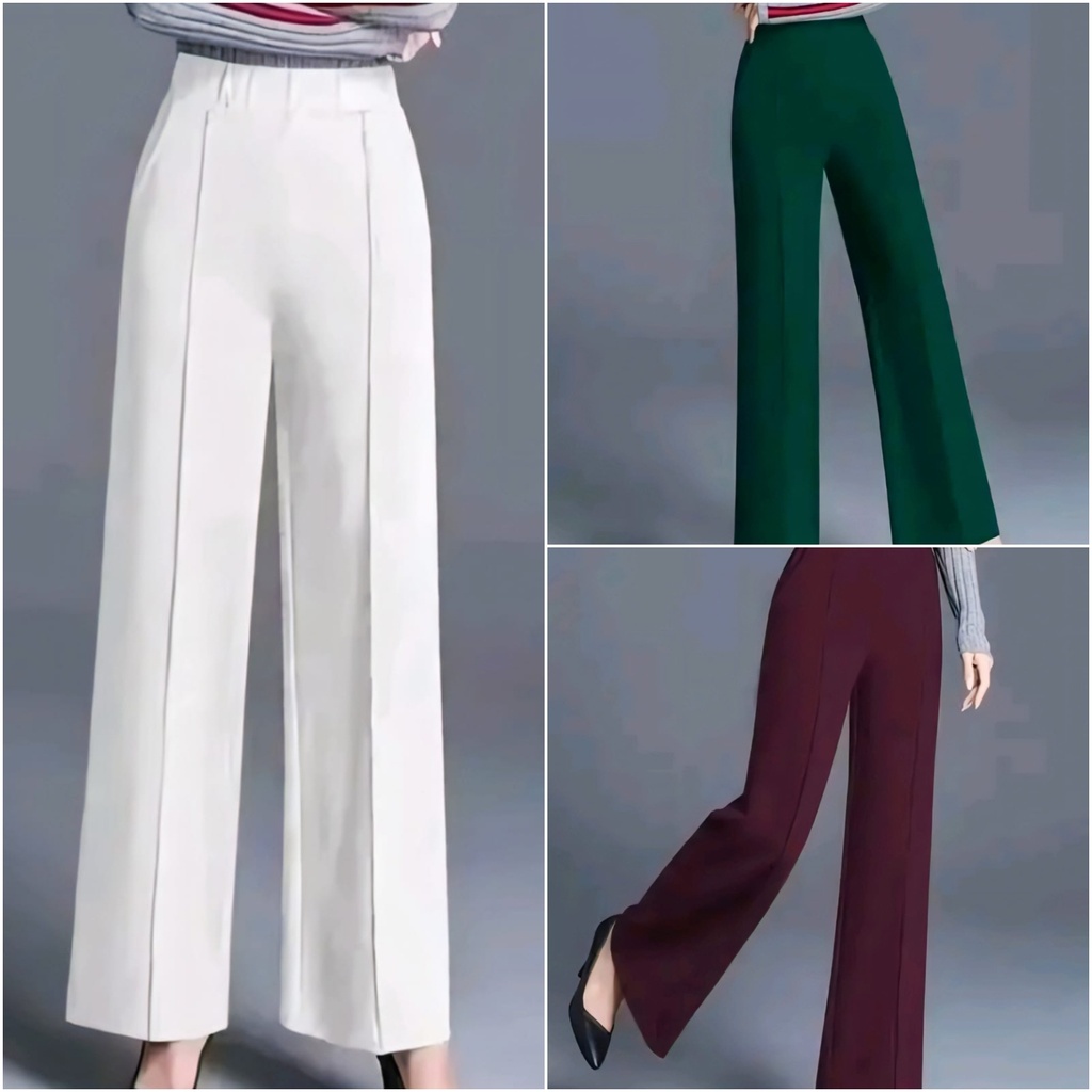 High Waisted Wide Leg Trousers (S, Green)