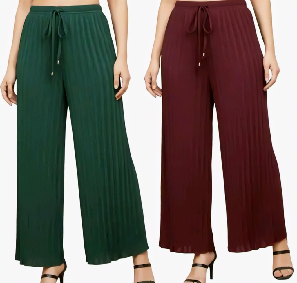 Women Pleated Plazzo Bottom Wear I (S)